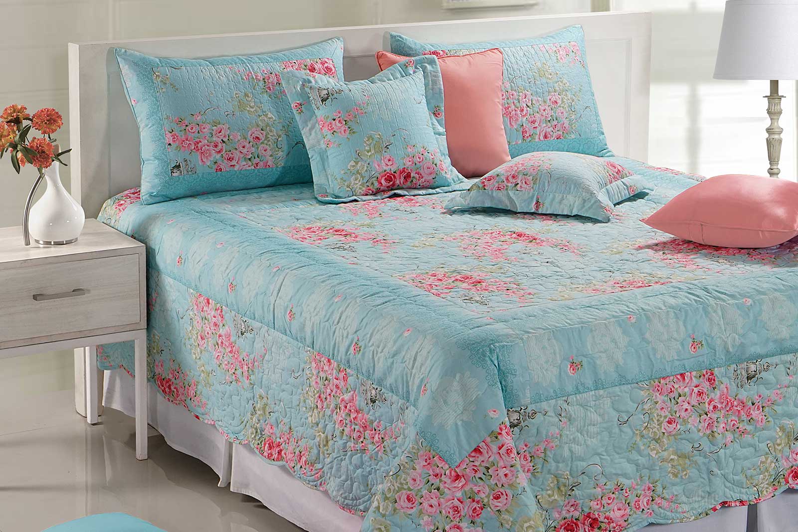 Pink & Blue Bed Cover