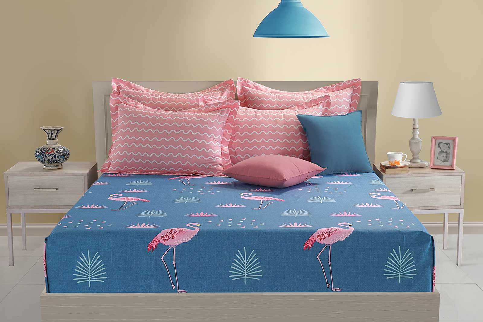 Pink & Blue Bed sheet