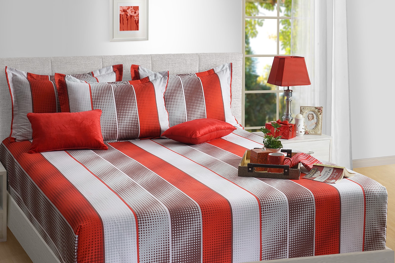 Red & White Bed sheet